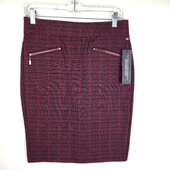 LIVERPOOL STITCHFIX COLLAB RINA ZIPPER DETAIL PENCIL SKIRT BURGUNDY WOMENS 2 NWT - Picture 1 of 7